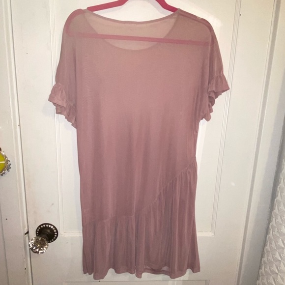 The Buckle Grehy Mauve Pink Sheer Mesh Tunic Top Size Small - Picture 6 of 11